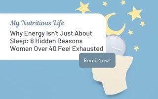 Illustration representing why women over 40 feel exhausted, showing brain and sleep imagery.